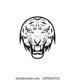 Tiger logo mascot icon illustration head - logotype emblem isolated graphics background white template
