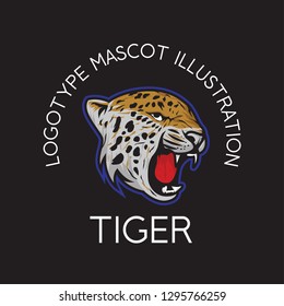 Tiger logo mascot icon illustration head - logotype emblem isolated graphics background white template
