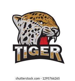 Tiger logo mascot icon illustration head - logotype emblem isolated graphics background white template
