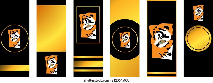 Tiger logo. Menu design. Black restaurant menu design. Сhinese food. Banner. llustration from vector about modern template deluxe design.