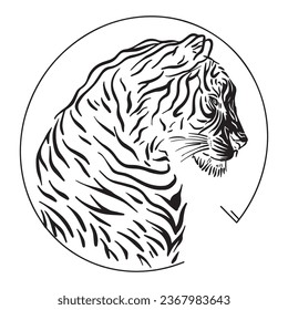 Tiger Logo Outlined ,good for graphic resources, printable art, suitable for design resources, logo, template designs, and more. 