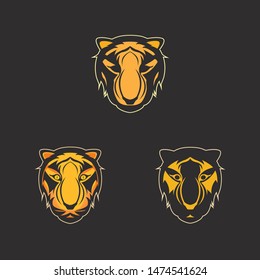 TIGER LOGO SET WITH DARK BACKGROUND