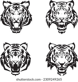 Conjunto de logotipos de tigres. Colección de diseño Premium. Ilustración vectorial