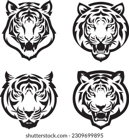 Conjunto de logotipos de tigres. Colección de diseño Premium. Ilustración vectorial
