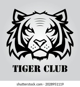 tiger logo silhouette, vector logotype, universal premium head symbol, best for esport team mascot or any symbol, sticker or printable media, with simple shape and elegant