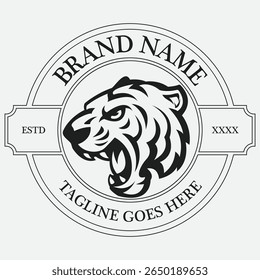The tiger logo symbolizes strength, agility, and boldness, capturing the fierce and majestic spirit of the wild predator.