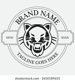 The tiger logo symbolizes strength, agility, and boldness, capturing the fierce and majestic spirit of the wild predator.