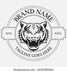 The tiger logo symbolizes strength, agility, and boldness, capturing the fierce and majestic spirit of the wild predator.