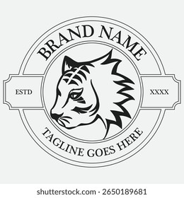 The tiger logo symbolizes strength, agility, and boldness, capturing the fierce and majestic spirit of the wild predator.