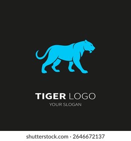 Tiger logo template. Blue Tiger silhouette icon. Vector illustration
