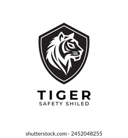 Tiger logo template symbol with protection shield