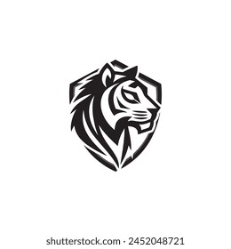 Tiger logo template symbol with protection shield