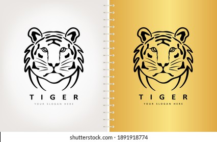 Tiger logo vector. Predatory wild animal design.