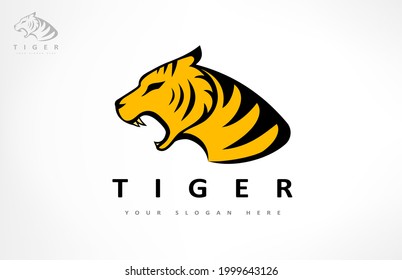 Tiger logo vector. Predatory wild animal design.
