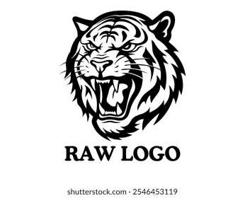 Tiger Logo Vektor weißer und schwarzer Hintergrund 