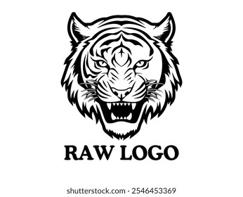 Tiger Logo Vektor weiß-schwarzer Hintergrund 