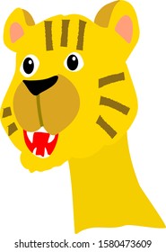 Tiger Looking Surprised Isolated Animal Vector