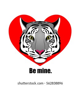 Tiger. Love tiger in red heart.