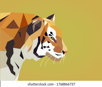 Tiger low poly design. Triangle vector illustration.