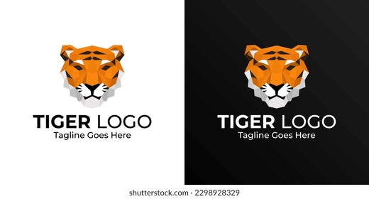 Tiger Low Poly Logo Design. Polygonal Design. Geometric Design. Modern Logo