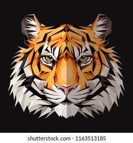 Tiger low poly triangular design. Triangle vector illustration isolated on white