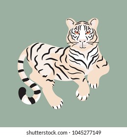 Tiger lying on the ground isolated vector.