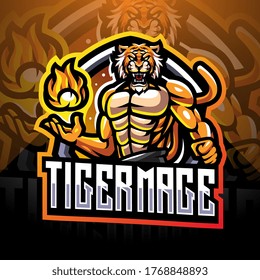 Tiger mage esport mascot logo design