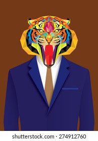 Tiger man with geometric style