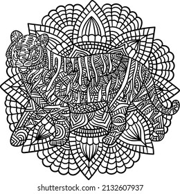 Tiger Mandala Coloring Pages For Adults