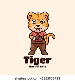 Tiger Martial Arts Cartoon Mascot Logo Design