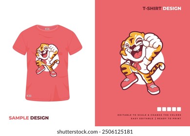 tiger mascot cartoon t shirt design