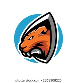 Tiger mascot esport logo design isolated on white background