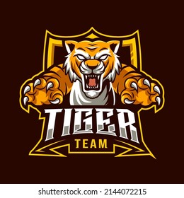 tiger mascot esport logo vector illustration