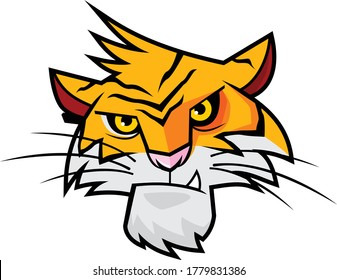 Tiger Mascot Face cartoon vector art and illustration