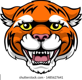 A tiger mascot friendly cute happy animal cartoon character