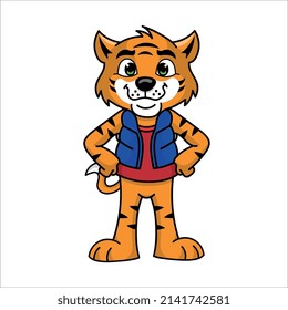 tiger mascot in jacket vector cartoon