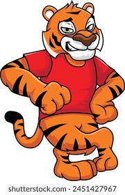 Tiger mascot leaning on something vector illustration