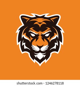 Tiger mascot logo, animal tiger head illustration vector icon