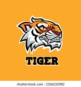 Tiger Mascot Logo With Cartoon Style Illustration Yellow Orange Color This logo is very suitable for teams, communities, groups, sports, basketball, soccer, rugby, and also for clothes, t-shirts, jack