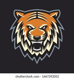Tiger Mascot Logo Concept Vector Illustration Cartoon. Suitable For Logo, Wallpaper, Banner, Background, Card, Book Illustration, T-Shirt Design, Sticker, Cover, etc
