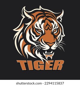 Tiger mascot logo design. Angry roaring tiger head vector 