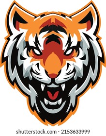 Tiger Mascot logo Design. Brave cat Face vector template. Tiger Head design for Logo, Tiger icon Sport Team logo design, Vector Template Illustration. Mascot Tiger Logo design for graphic work