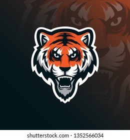 tiger mascot logo design vector with modern illustration concept style for badge, emblem and tshirt printing. angry tiger illustration.