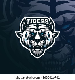 tiger mascot logo design vector with modern illustration concept style for badge, emblem and tshirt printing. tiger head illustration for sport team.