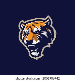 Tiger mascot logo design vector with modern illustration concept style for badge, emblem and t shirt printing. Tiger head illustration.