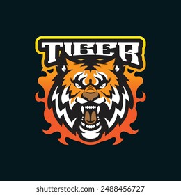 Tiger mascot logo design vector with modern illustration concept style for badge, emblem and t shirt printing. Tiger head illustration for sport team.