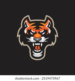 Tiger mascot logo design vector with modern illustration concept style for badge, emblem and t shirt printing. Tiger head illustration for sport and esport team.