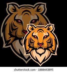Tiger mascot logo for esport and gaming design. Tiger animal mascot vector illustration logo. Wild cat tiger head mascot, Tiger head emblem design for eSports team. Vector illustration. beast roaring
