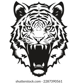 Tiger mascot logo for esport and sport team, black and white template badges emblem

