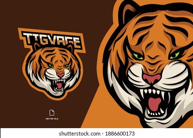 tiger mascot logo gaming esport team illustration